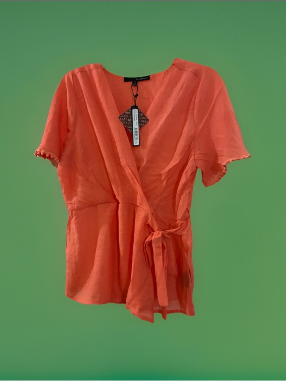 Harve Benard Short Sleeve Salmon Gauzy Blouse Junior’s Size XL